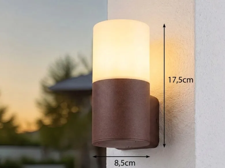 Außenwandleuchte HOOSIC aus Aluminium in Rostoptik E27, Höhe 17,5cm