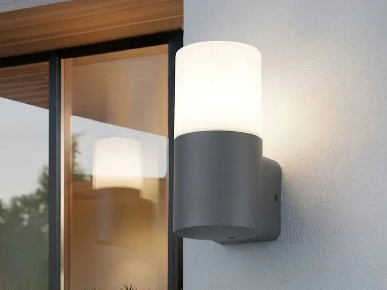 Außenwandleuchte HOOSIC aus Aluminium in Anthrazit E27, Höhe 17,5cm
