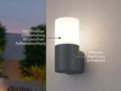 Außenwandleuchte HOOSIC aus Aluminium in Anthrazit E27, Höhe 17,5cm