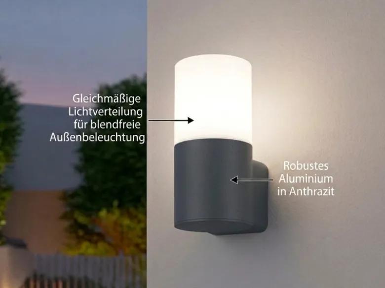 Außenwandleuchte HOOSIC aus Aluminium in Anthrazit E27, Höhe 17,5cm