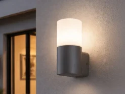 Außenwandleuchte HOOSIC aus Aluminium in Anthrazit E27, Höhe 17,5cm