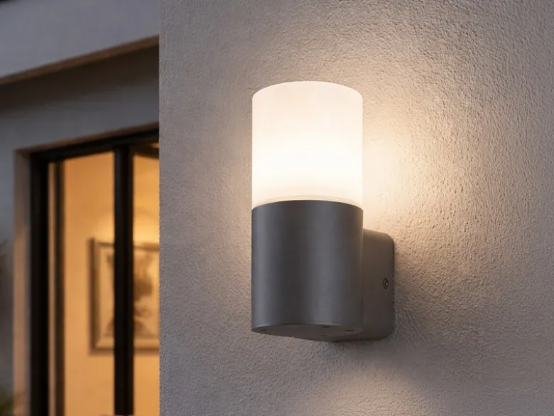 Außenwandleuchte HOOSIC aus Aluminium in Anthrazit E27, Höhe 17,5cm