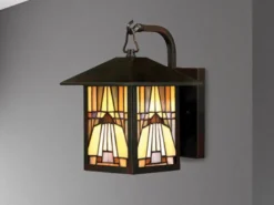 Außenwandleuchte INGLENOOK Laterne im Tiffany Design, Höhe 29cm