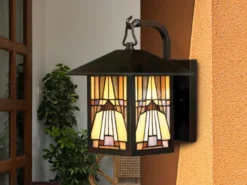 Außenwandleuchte INGLENOOK Laterne im Tiffany Design, Höhe 29cm