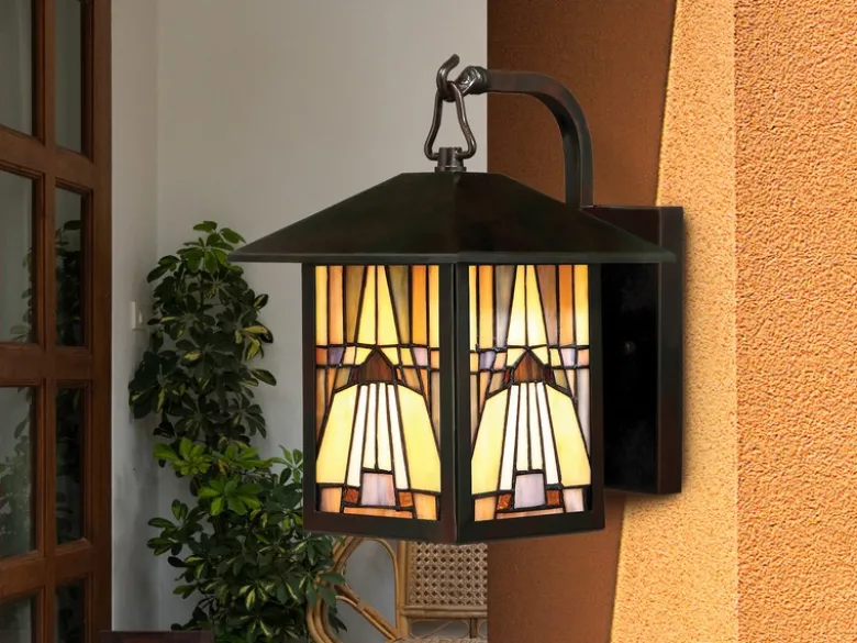 Außenwandleuchte INGLENOOK Laterne im Tiffany Design, Höhe 29cm