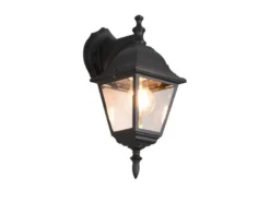 Außenwandleuchte Laterne hängend, Aluminium Schwarz mit E27 LED, Höhe 34cm