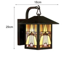 Außenwandleuchte Laterne im Tiffany Design, Höhe 29cm mit E27 LED