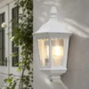 Außenwandleuchte Laternen Halbschale, E27, Aluminium Weiß, Höhe 44,5cm