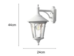 Außenwandleuchte LED Laterne hängend Aluminium Weiß, Höhe 44cm