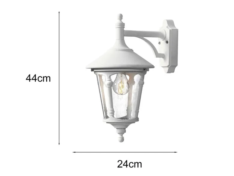 Außenwandleuchte LED Laterne hängend Aluminium Weiß, Höhe 44cm