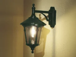 Außenwandleuchte LED Laterne hängend Aluminium Grün, Höhe 44cm