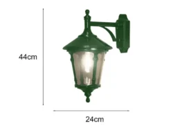 Außenwandleuchte LED Laterne hängend Aluminium Grün, Höhe 44cm