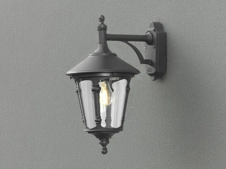Außenwandleuchte LED Laterne hängend Aluminium Schwarz, Höhe 44cm