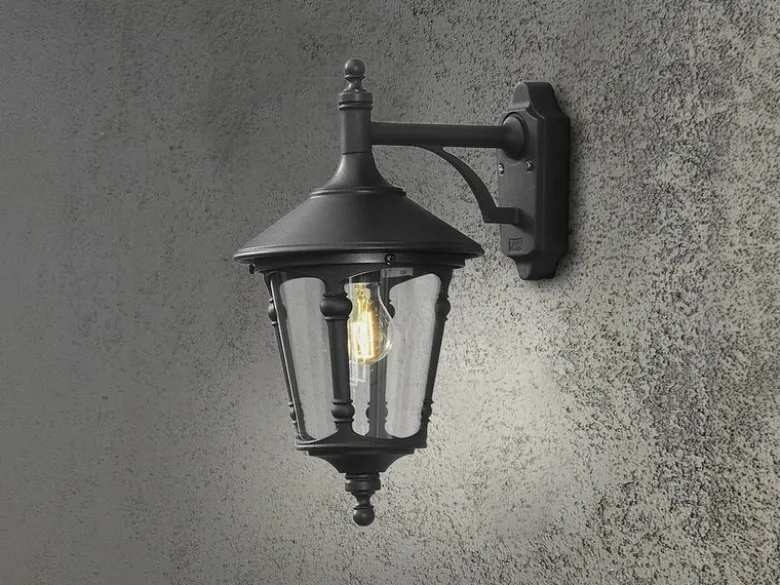 Außenwandleuchte LED Laterne hängend Aluminium Schwarz, Höhe 44cm