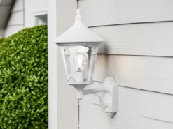 Außenwandleuchte LED Laterne stehend Aluminium Weiß, Höhe 51cm