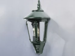 Außenwandleuchte LED Laterne Halbschale Aluminium Grün, Höhe 44cm