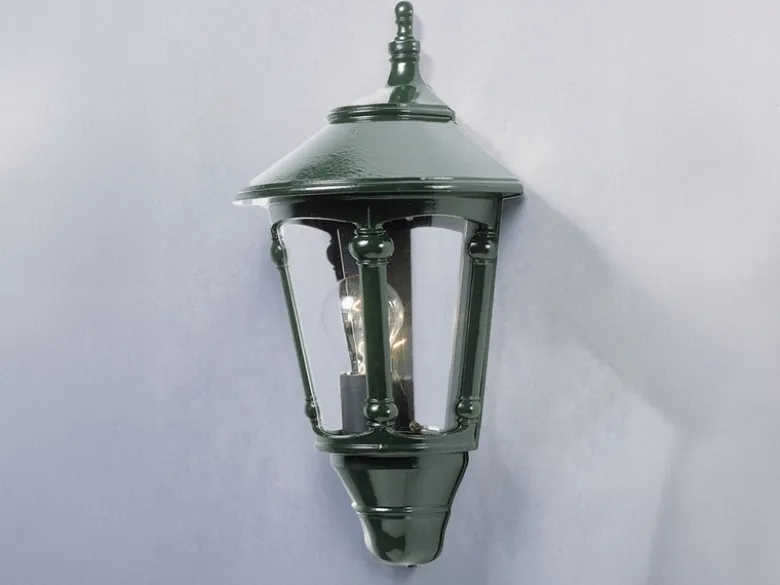 Außenwandleuchte LED Laterne Halbschale Aluminium Grün, Höhe 44cm