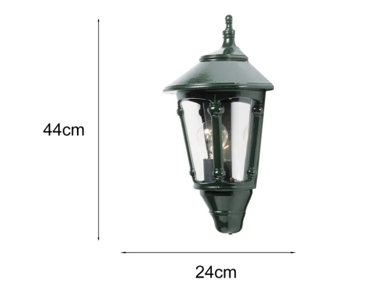 Außenwandleuchte LED Laterne Halbschale Aluminium Grün, Höhe 44cm