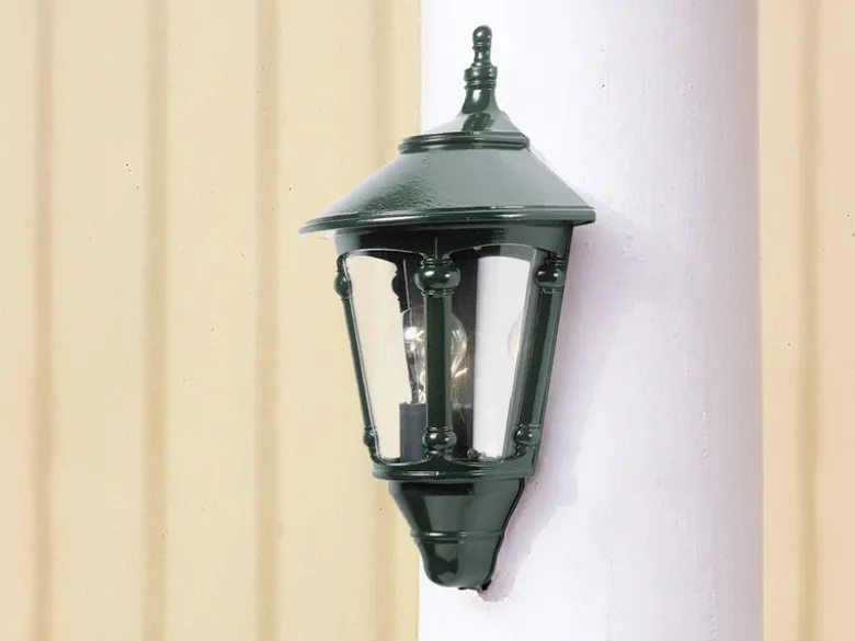 Außenwandleuchte LED Laterne Halbschale Aluminium Grün, Höhe 44cm
