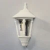 Außenwandleuchte LED Laterne Halbschale Aluminium Weiß, Höhe 44cm