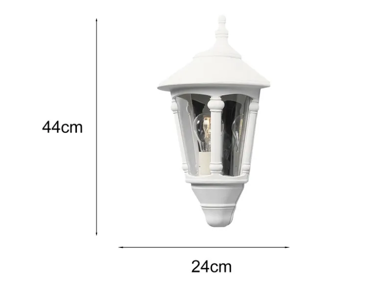 Außenwandleuchte LED Laterne Halbschale Aluminium Weiß, Höhe 44cm