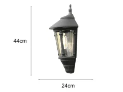 Außenwandleuchte LED Laterne Halbschale Aluminium Schwarz, Höhe 44cm