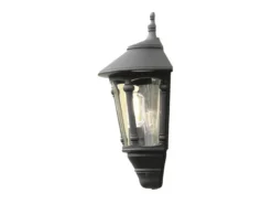 Außenwandleuchte LED Laterne Halbschale Aluminium Schwarz, Höhe 44cm