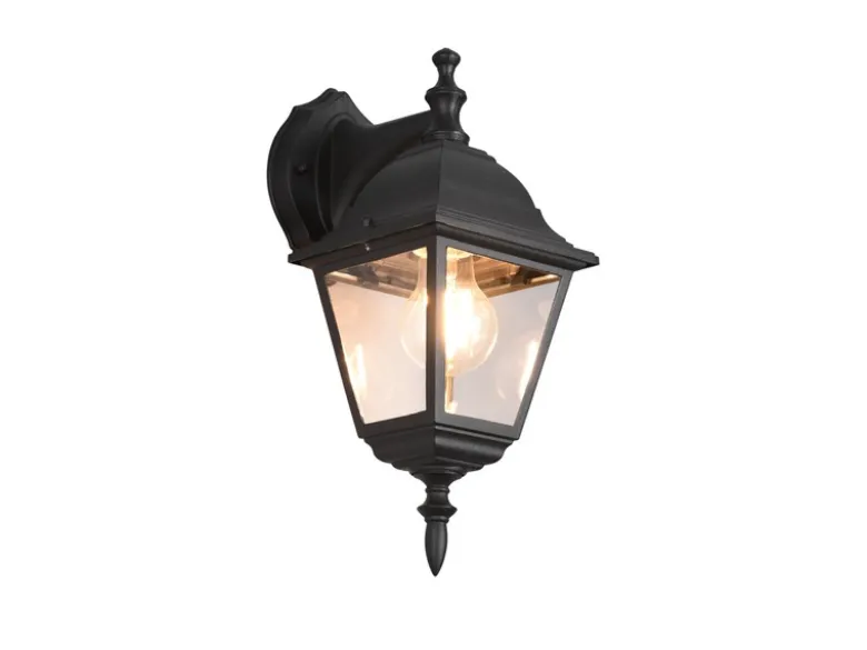 Außenwandleuchte LIVENZA Laterne hängend Aluminium Schwarz, Höhe 34cm
