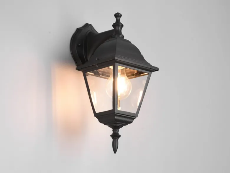 Außenwandleuchte LIVENZA Laterne hängend Aluminium Schwarz, Höhe 34cm