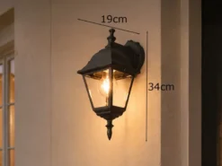Außenwandleuchte LIVENZA Laterne hängend Aluminium Schwarz, Höhe 34cm