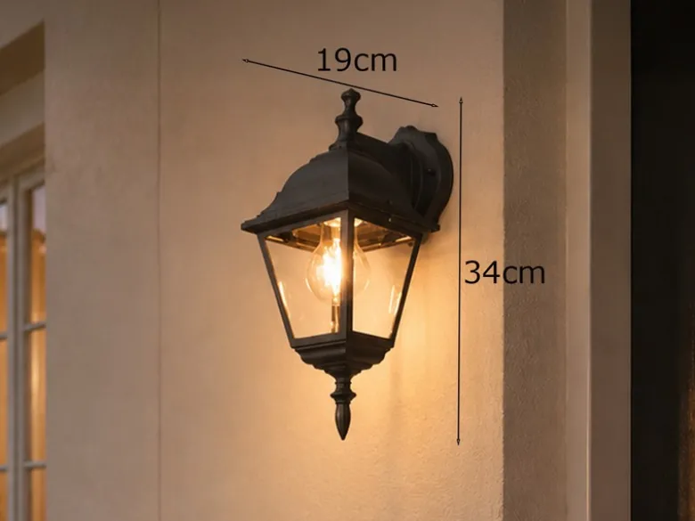 Außenwandleuchte LIVENZA Laterne hängend Aluminium Schwarz, Höhe 34cm