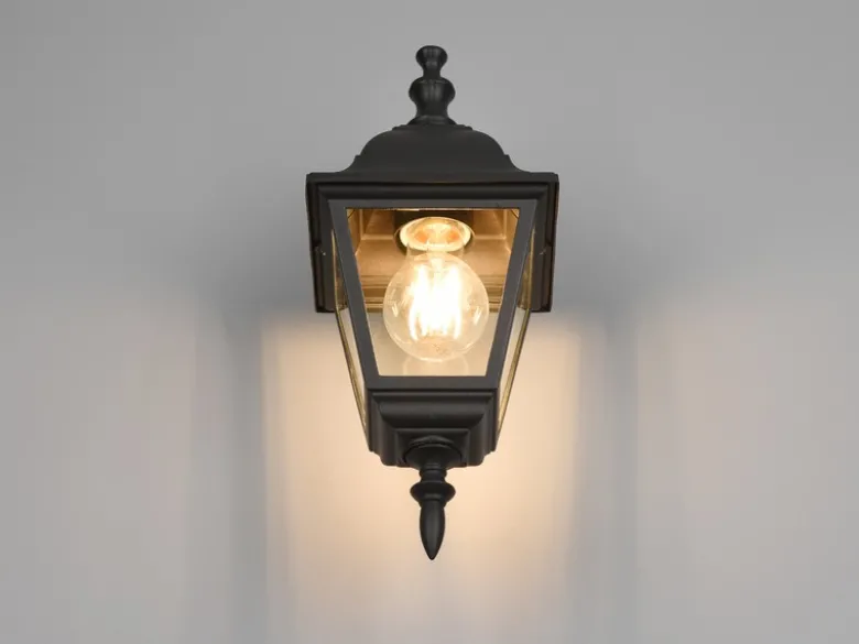 Außenwandleuchte LIVENZA Laterne hängend Aluminium Schwarz, Höhe 34cm
