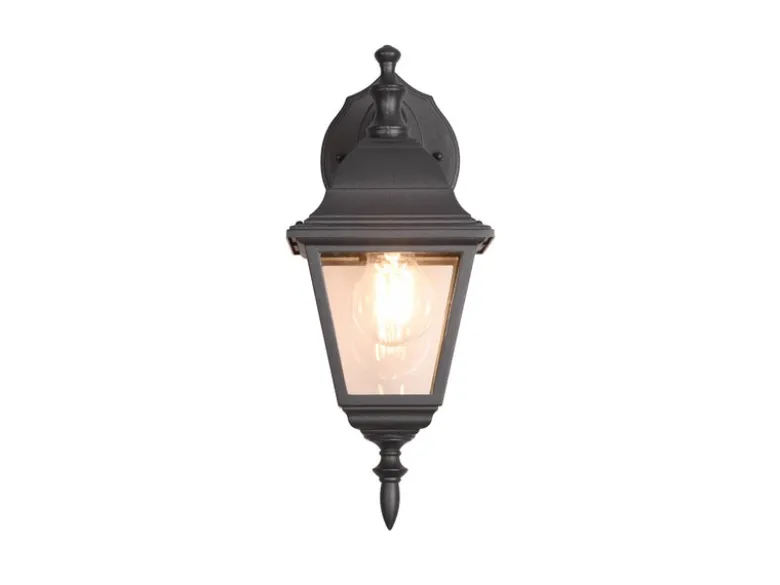 Außenwandleuchte LIVENZA Laterne hängend Aluminium Schwarz, Höhe 34cm