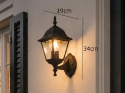 Außenwandleuchte LIVENZA Laterne stehend, Aluminium Schwarz, Höhe 34cm