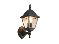 Außenwandleuchte LIVENZA Laterne stehend, Aluminium Schwarz, Höhe 34cm