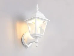 Außenwandleuchte LIVENZA Laterne stehend, Aluminium Weiß, Höhe 34cm