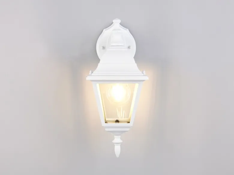 Außenwandleuchte LIVENZA Laterne hängend Aluminium Weiß, Höhe 34cm