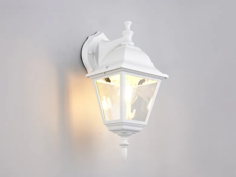 Außenwandleuchte LIVENZA Laterne hängend Aluminium Weiß, Höhe 34cm