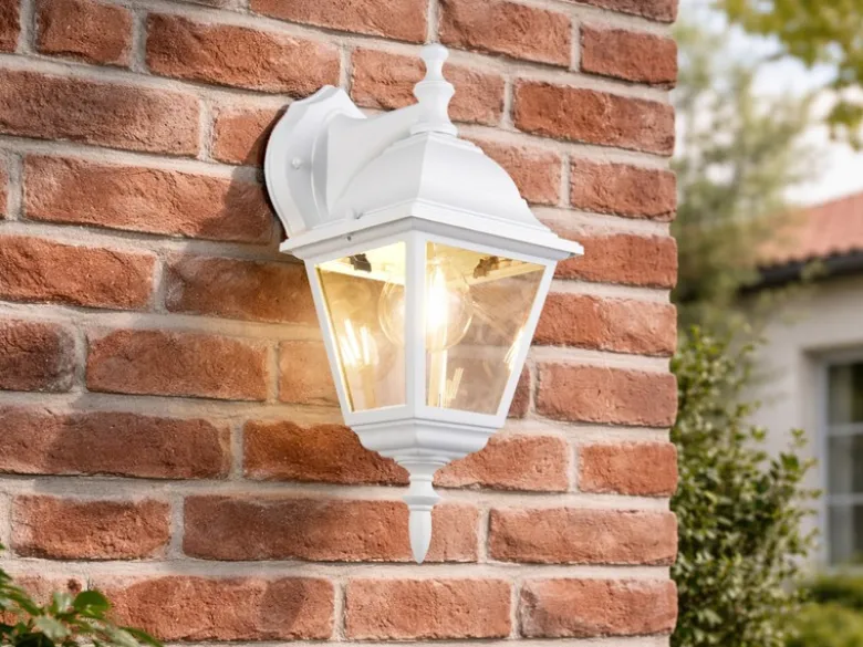 Außenwandleuchte LIVENZA Laterne hängend Aluminium Weiß, Höhe 34cm