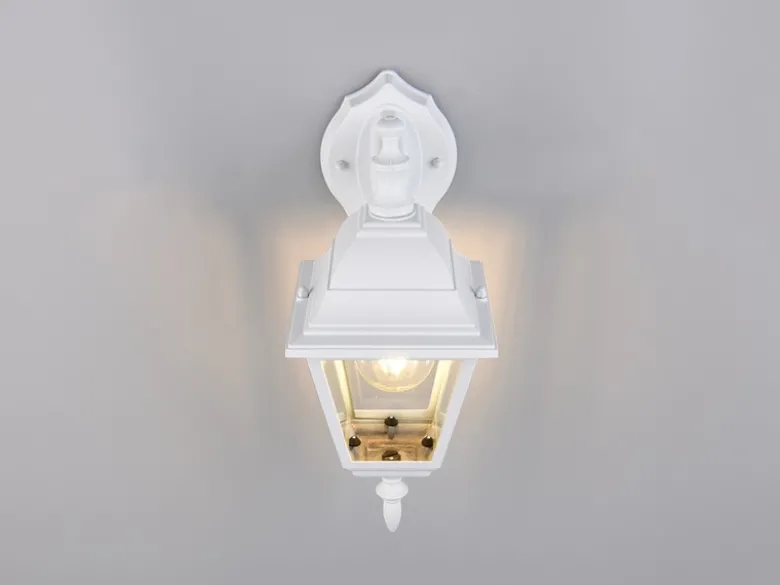 Außenwandleuchte LIVENZA Laterne hängend Aluminium Weiß, Höhe 34cm