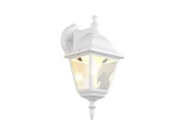 Außenwandleuchte LIVENZA Laterne hängend Aluminium Weiß, Höhe 34cm