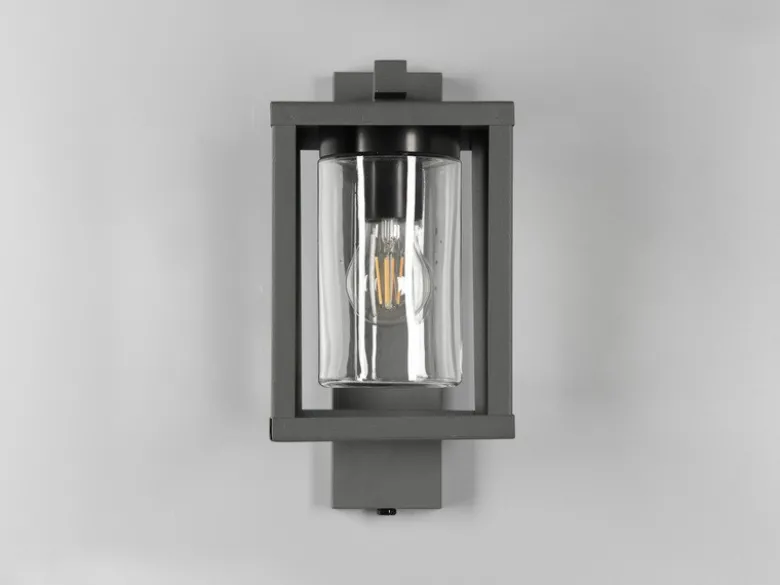 Außenwandleuchte LUNGA Anthrazit in Laternenoptik, Höhe 33cm
