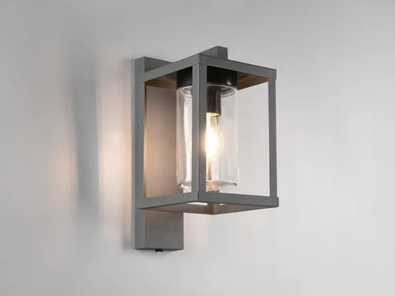 Außenwandleuchte LUNGA Anthrazit in Laternenoptik, Höhe 33cm