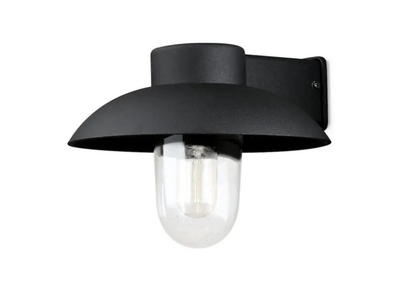 Außenwandleuchte MANI aus Aluminium Schwarz & Klarglas, Höhe 21cm