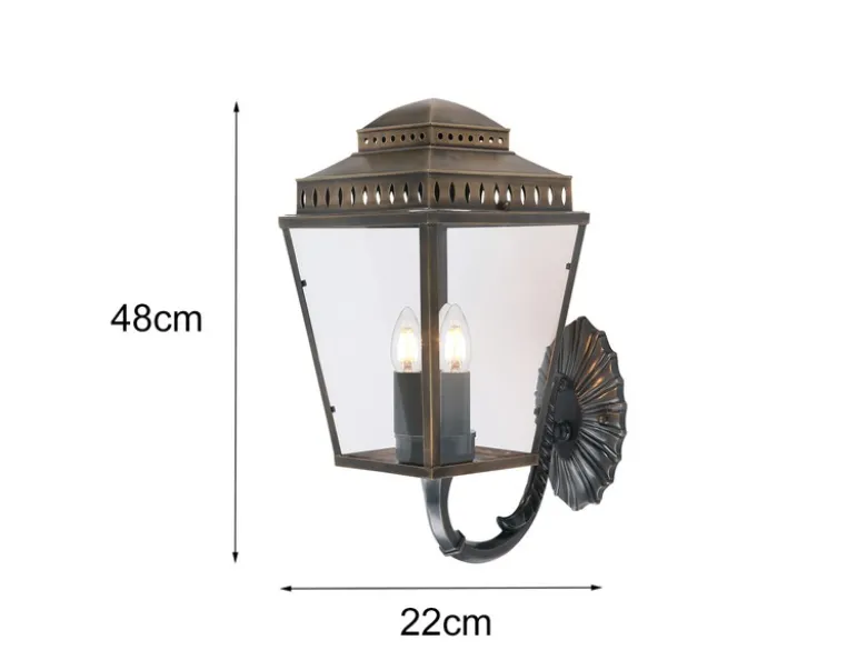 Außenwandleuchte MANSION HOUSE im Landhausstil, Altmessing Höhe 48cm