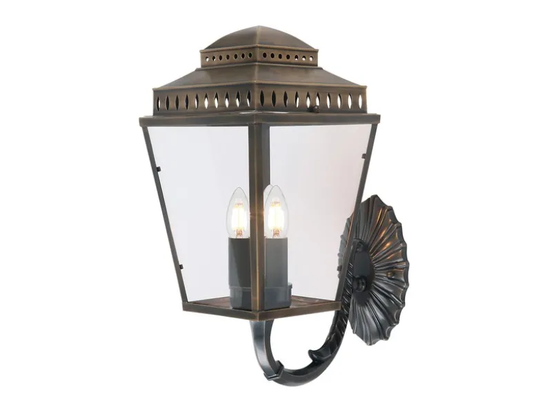 Außenwandleuchte MANSION HOUSE im Landhausstil, Altmessing Höhe 48cm