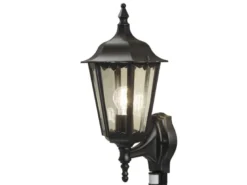 Außenwandleuchte mit Bewegungsmelder, antike E27 Wandlaterne, Schwarz Höhe 48cm