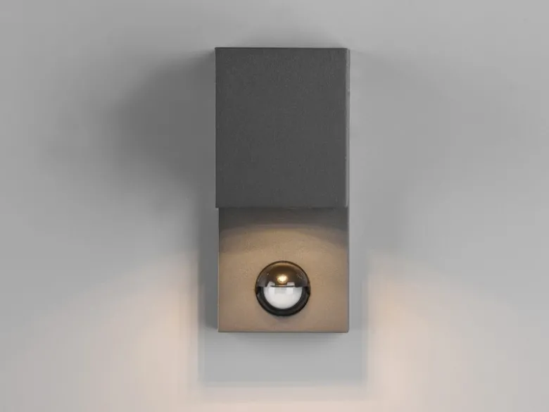Außenwandleuchte mit Bewegungsmelder, Downlight Anthrazit eckig mit GU10 LED
