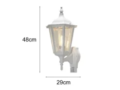 Außenwandleuchte mit Bewegungsmelder, antike E27 LED Wandlaterne, Weiß Höhe 48cm