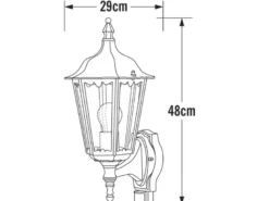 Außenwandleuchte mit Bewegungsmelder, antike E27 LED Wandlaterne, Grün Höhe 48cm